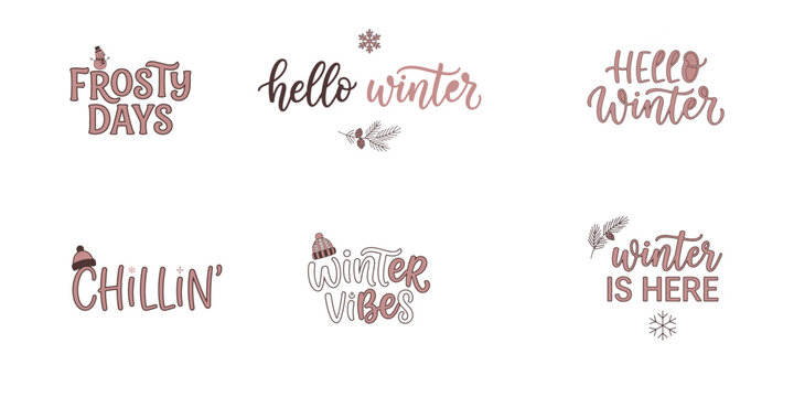 Set of winter lettering quotes