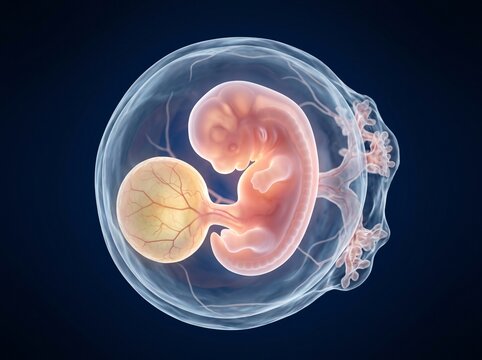 Early Human Embryo Development Inside Amniotic Sac.