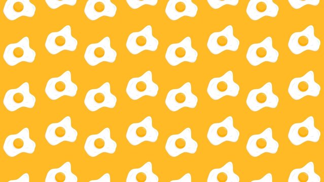 Fried egg seamless pattern. Sunny side up egg pattern background. Healthy breakfast background. 