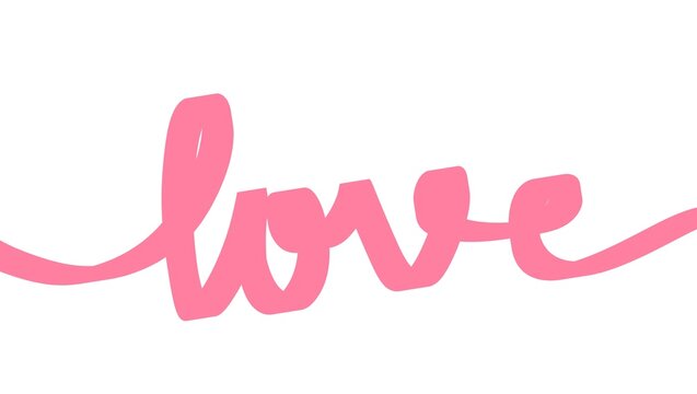 Curve word love continuous line text lettering typography. Love word hand lettering. Love word handmade calligraphy. Flowing love word. 