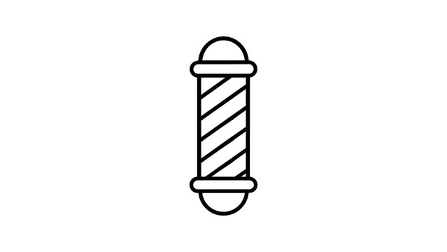 Traditional barber pole sign icon with rotating striped pattern imagery.