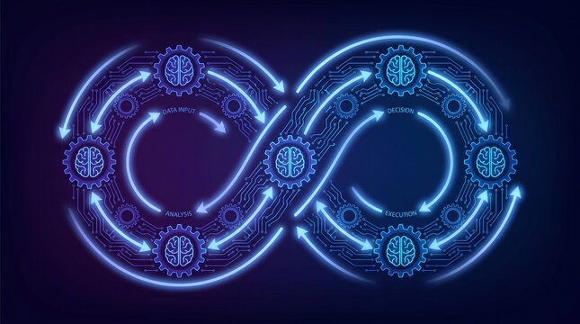 Endless Loop of Gears and Arrows Representing a Seamless Workflow and Continuous Improvement