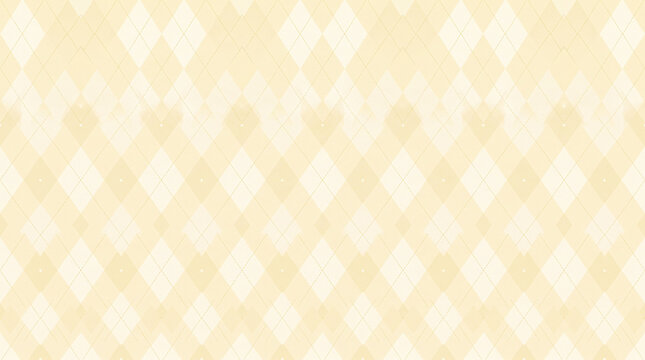 Seamless argyle pattern background in soft pastel yellow and cream colors, classic diamond knit texture design for textile or wallpaper