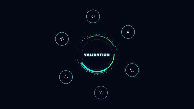 Digital validation loading animation with rotating interface