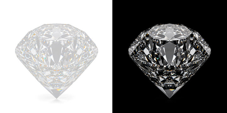 Large sparkling diamond with brilliant round cut and sharp facets reflecting light on transparent display base.