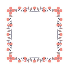 Obraz premium Floral border with pink flowers and leaves