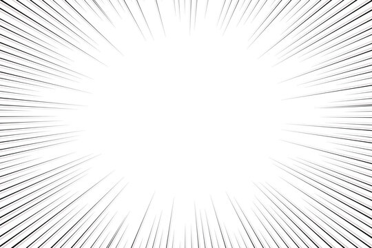 Intense, high-speed manga-style visual effects featuring sharp, high-contrast black-and-white action lines converging at the center, set against a rapidly moving background of dense radial lines.