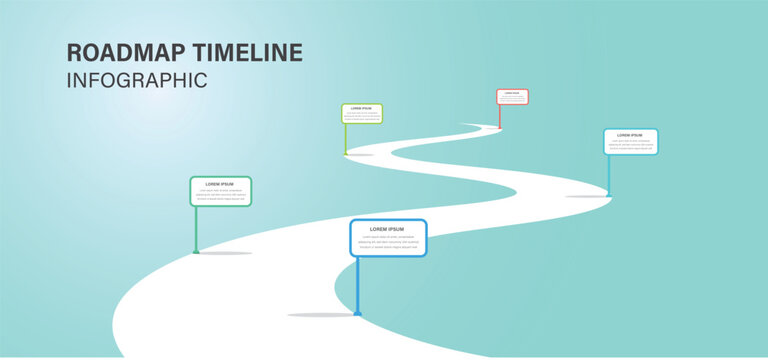 Vector business 5 step roadmap timeline for growth and strategic planning with curved path.