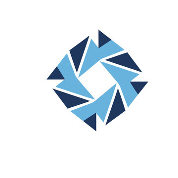 Geometric abstract logo with blue triangles