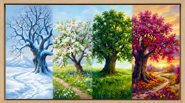 A beautiful depiction of the four seasons and the changing landscape yearly