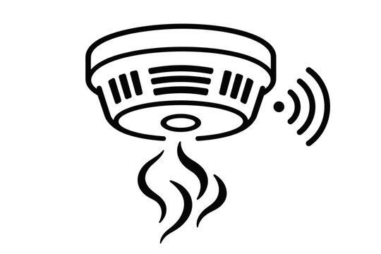 Smart smoke detector for home fire safety and wireless alert concept, smoke alarm glyph icon vector