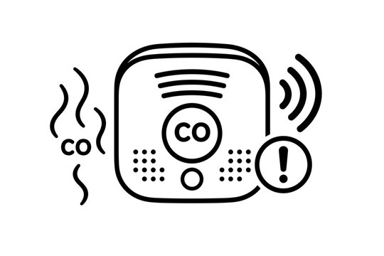 Smart carbon monoxide sensor for home safety and toxic gas warning concept, wireless CO detector glyph icon vector