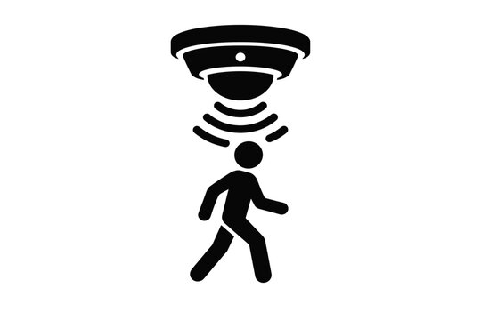 Occupancy sensor for smart home automation and human presence detection concept, ceiling motion detector glyph icon