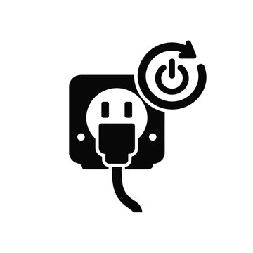 Automatic standby power cutoff concept with smart wall socket and auto off symbol glyph icon