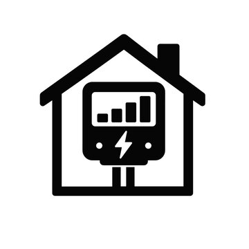 Energy consumption meter for smart home electricity monitoring and power management concept, house energy meter glyph icon vector