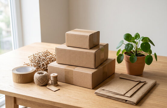 Eco friendly packaging supplies with kraft boxes and recycled materials