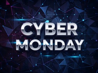 Naklejka premium Cyber monday futuristic text design