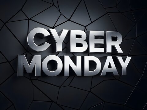 Cyber monday text design on dark cracked background