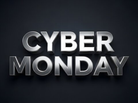 Cyber monday text in 3d metallic style