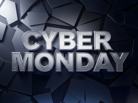 Cyber monday text on cracked dark background