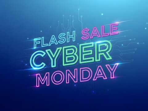 Flash sale cyber monday neon sign text
