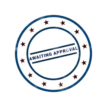Minimalist stamp seal with notary or official certification text in blue and white