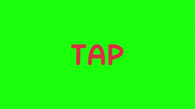 Red tap call to action text with glowing light lines vector illustration isolated on green screen.   
