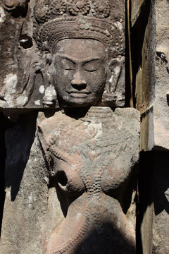 ruined khmer hindu and buddhist temple (preah khan) in angkor in siem reap in cambodia 
