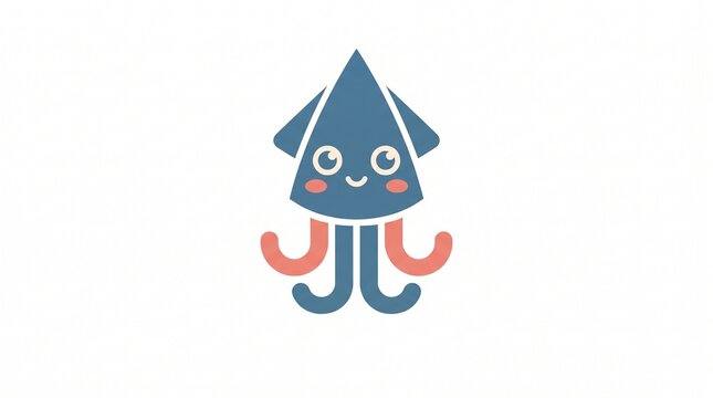 Cute cartoon squid character with a friendly expression and coral tentacles.