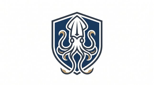 Shield emblem featuring a stylized squid or octopus with tentacles.