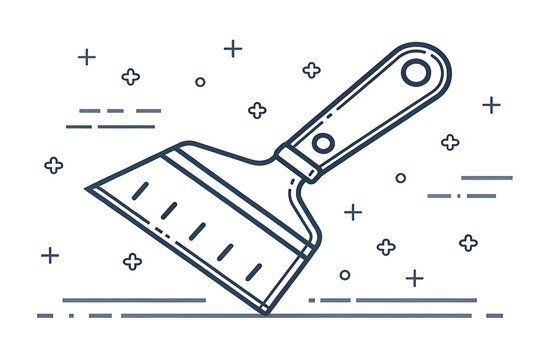 Trowel tool with plus and minus signs background illustration