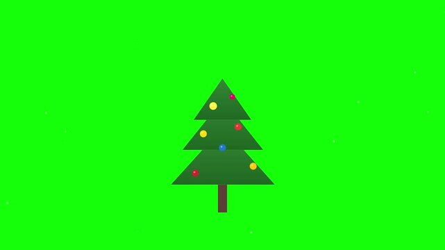 Animated Christmas Tree Growing and Decorating on Green Screen Background.