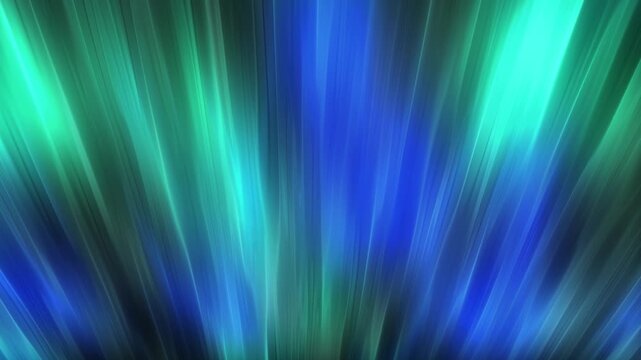 Seamless looping background featuring abstract vertical glowing light rays in vibrant blue, cyan, and green colors, resembling a digital aurora borealis or futuristic energy beams.