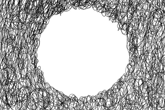 Abstract Messy Lines Scribble Circular Frame with Blank in the center.