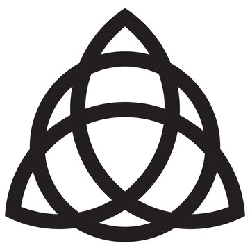 Celtic Trinity Knot Symbol, Interwoven Triquetra Sacred Geometry Icon Transparent Background PNG