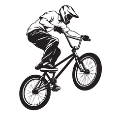 Fototapeta premium silhouette of a man riding bicycle