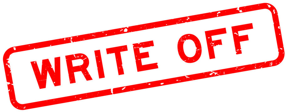 Grunge red write off word square seal stamp on white background