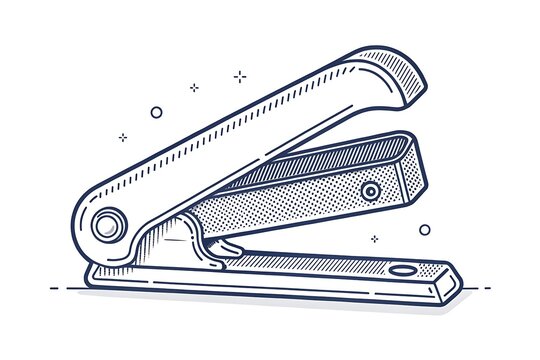 Vintage stapler with paper clipper open on flat surface