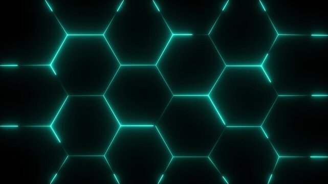 Animated background with turbulent hexagon tiles and background light, abstract wallpaper.Motion graphics of concept