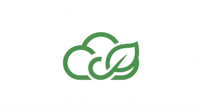 Eco-friendly cloud computing logo with a green leaf design symbolizing sustainable technology and environment.