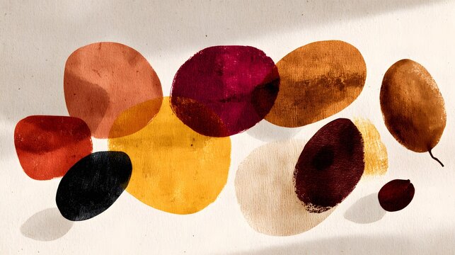 merging together like melted clay, muted mustard, terracotta, cream, olive, and brown colors, tactile abstract background