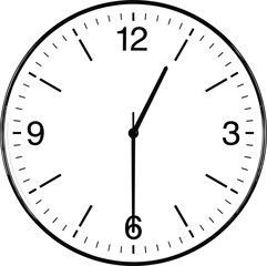 Fototapeta premium Classic wall clock vector icon showing half past twelve time isolated on clear white background for design layout