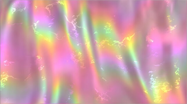 flowing horizontally like liquid glass, soft rainbow reflections, pearlescent surfaces, elegant abstract stock background