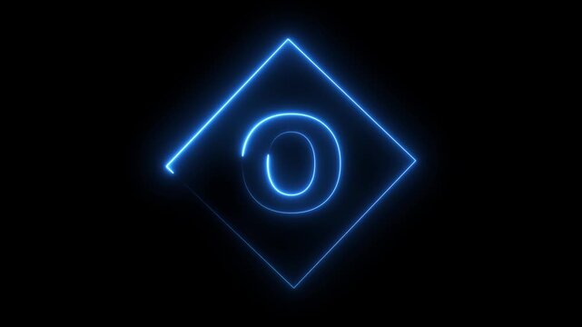 Glowing Neon Letter O Icon, Neon alpha b box icon glow with transparent background
