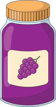 Grape Jam Jar Vector Illustration. Clean Icon Design Element Isolated on White Background