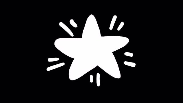 2D Hand Drawn White Star Burst Animation Frame by Frame Overlay with Transparent Background Alpha Channel