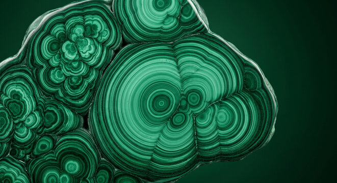 Abstract Deep Emerald Green Malachite Banded Mineral Curvature Background