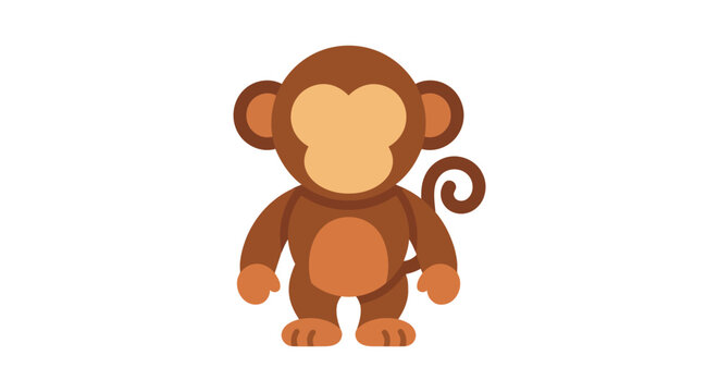 A cartoon monkey illustration features a flat design with warm brown tones
