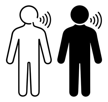 human communication icon set with outline and solid person figures on transparent background