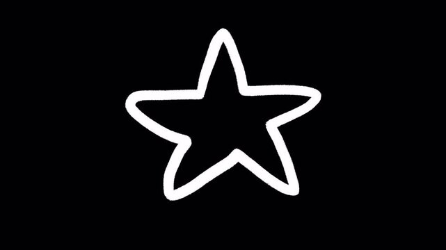 2D Hand Drawn White Outline Star Animation Frame by Frame Overlay with Transparent Background Alpha Channel